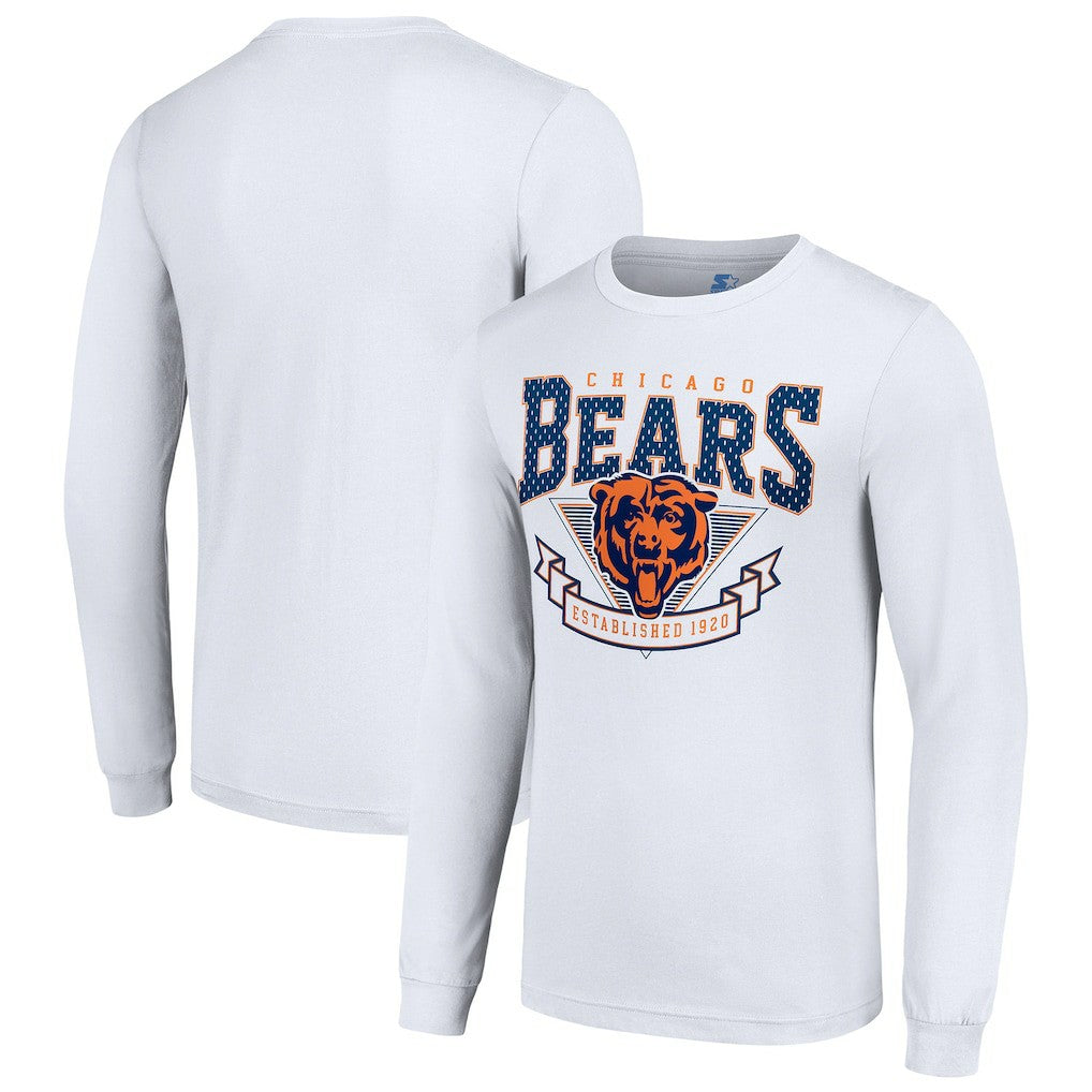 Chicago Bears Starter '80s Inspired Team Logo Long Sleeve T-Shirt - White T-shirts