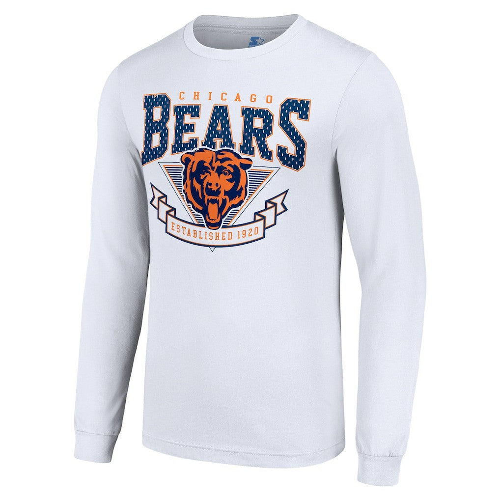 Chicago Bears Starter '80s Inspired Team Logo Long Sleeve T-Shirt - White T-shirts