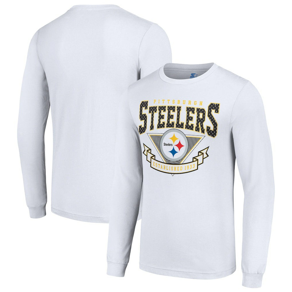 Pittsburgh Steelers Starter '80s Inspired Team Logo Long Sleeve T-Shirt - White T-shirts