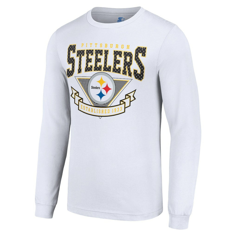 Pittsburgh Steelers Starter '80s Inspired Team Logo Long Sleeve T-Shirt - White T-shirts
