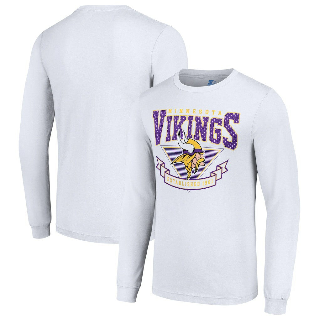 Minnesota Vikings Starter '80s Inspired Team Logo Long Sleeve T-Shirt - White T-shirts