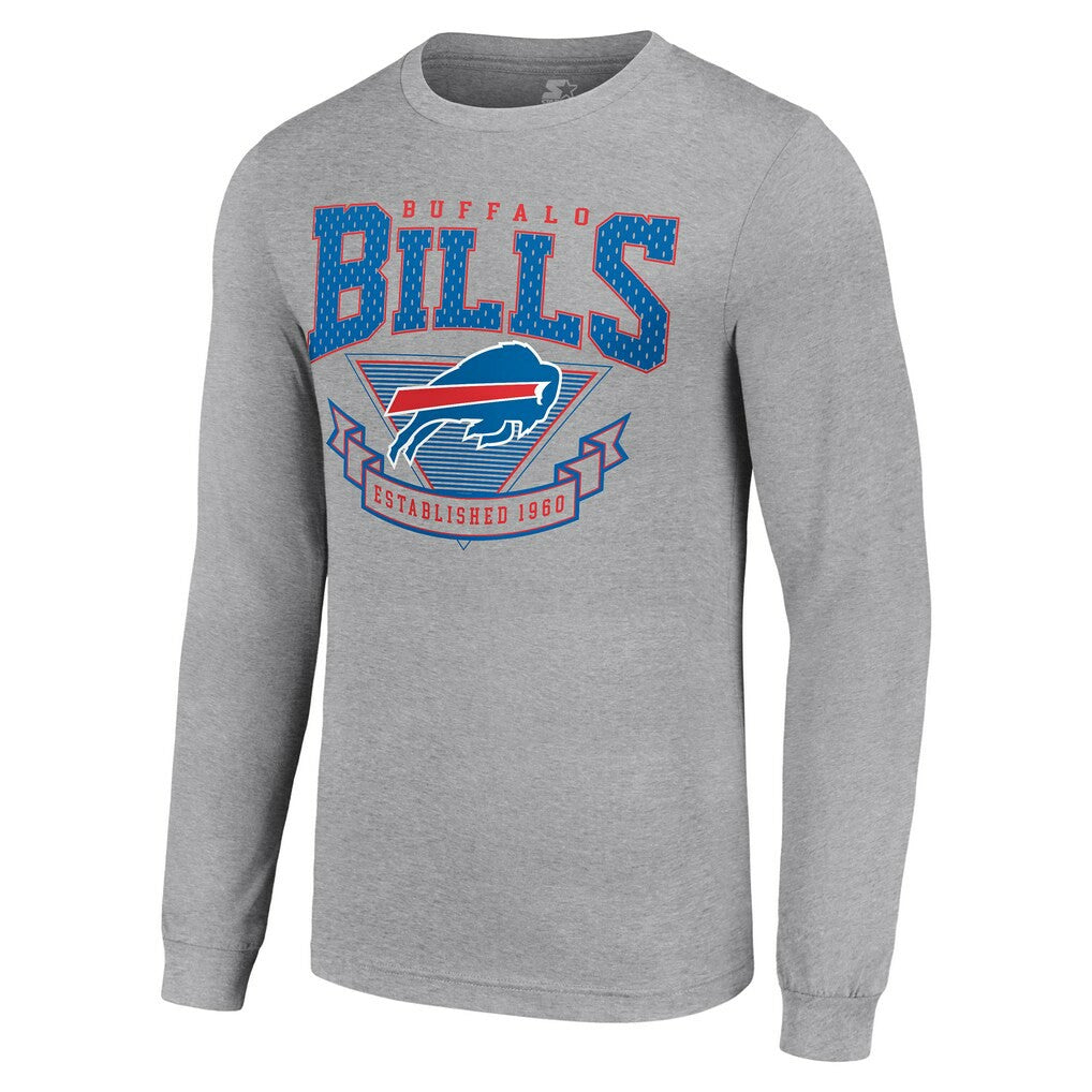 Buffalo Bills Starter '80s Inspired Team Logo Long Sleeve T-Shirt - Heather Gray T-shirts