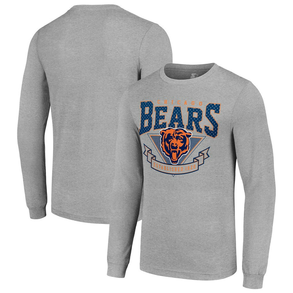 Chicago Bears Starter '80s Inspired Team Logo Long Sleeve T-Shirt - Heather Gray T-shirts