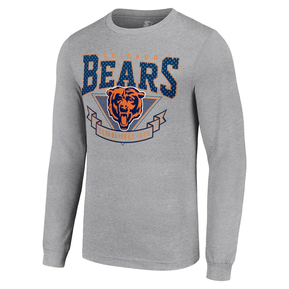 Chicago Bears Starter '80s Inspired Team Logo Long Sleeve T-Shirt - Heather Gray T-shirts