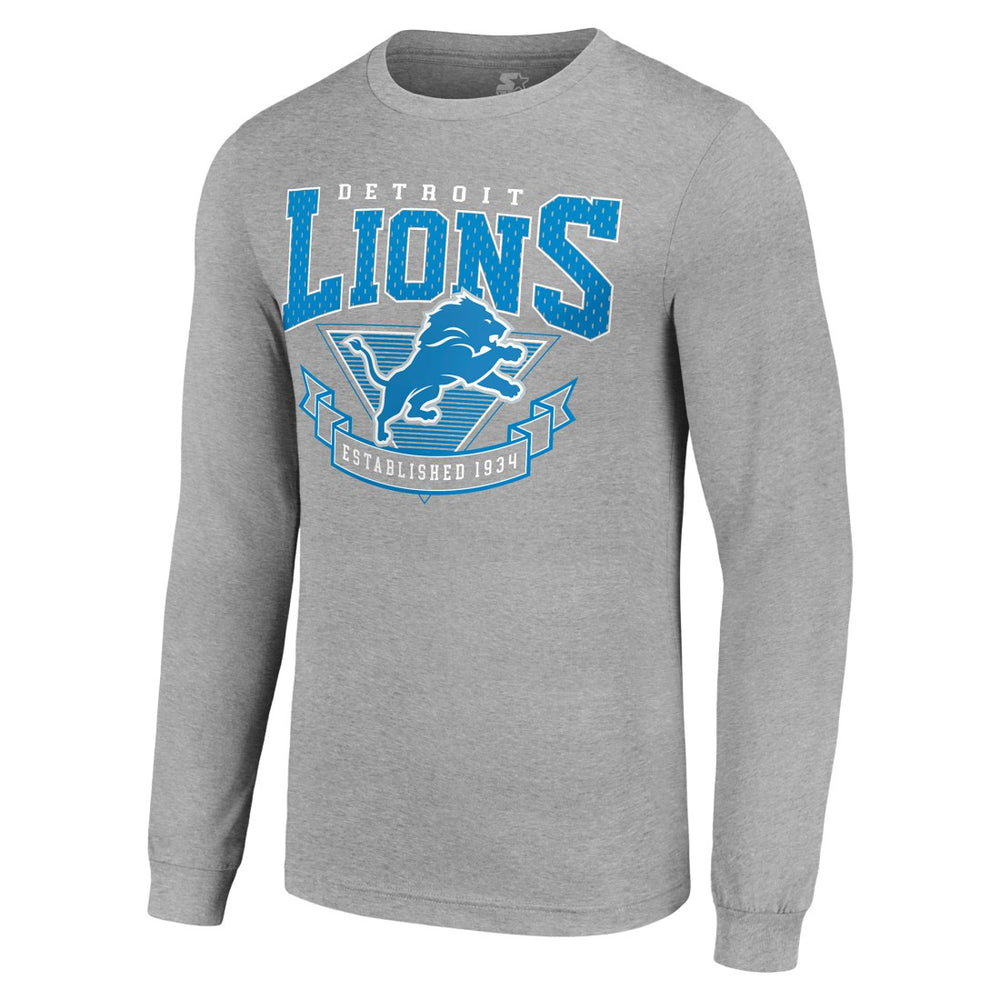 Detroit Lions Starter '80s Inspired Team Logo Long Sleeve T-Shirt - Heather Gray T-shirts