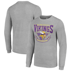 Minnesota Vikings Starter '80s Inspired Team Logo Long Sleeve T-Shirt - Heather Gray T-shirts