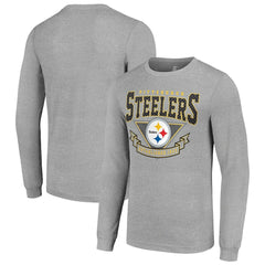 Pittsburgh Steelers Starter '80s Inspired Team Logo Long Sleeve T-Shirt - Heather Gray T-shirts