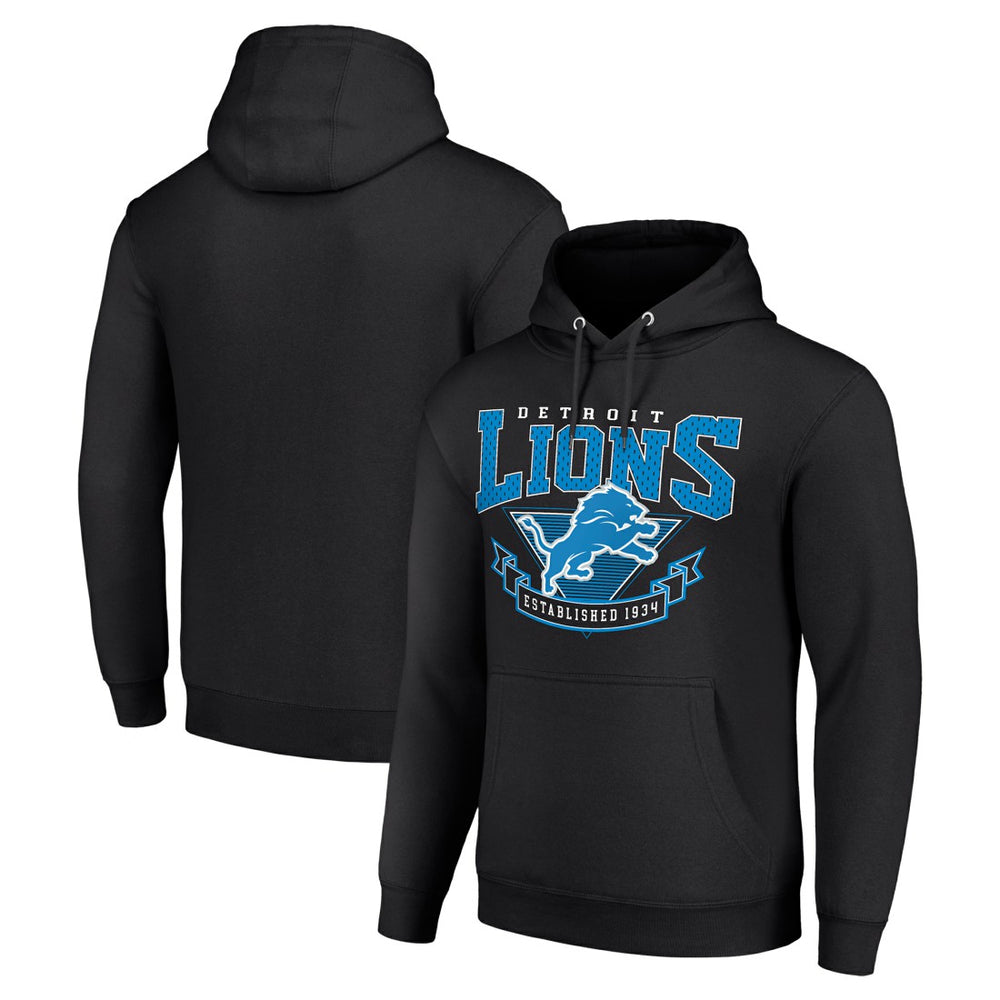 Detroit Lions Starter ‘80s Inspired Pullover Hoodie - Black Hoodies