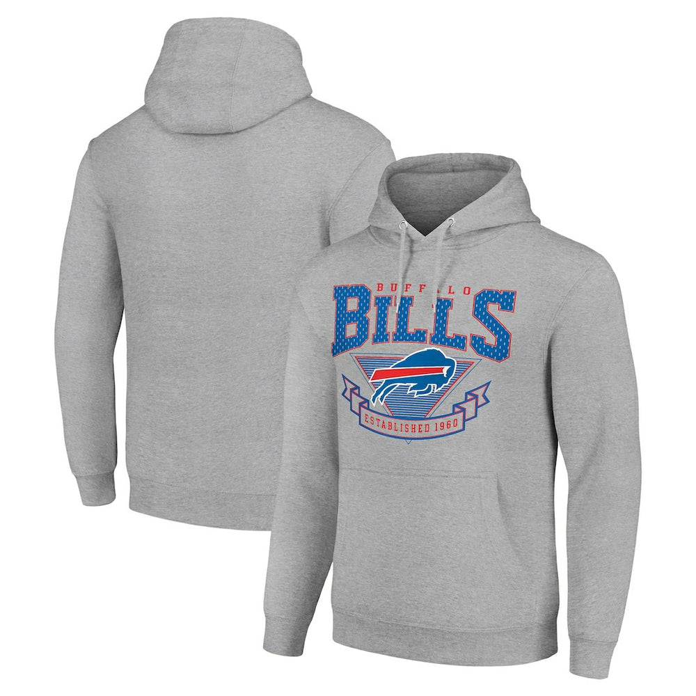 Buffalo Bills Starter ‘80s Inspired Pullover Hoodie - Heather Gray Hoodies