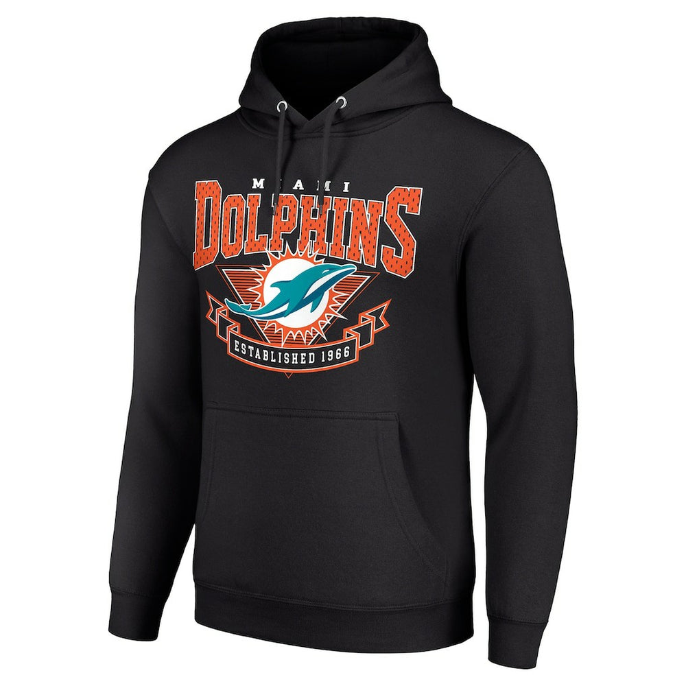Miami Dolphins Starter ‘80s Inspired Pullover Hoodie - Black Hoodies