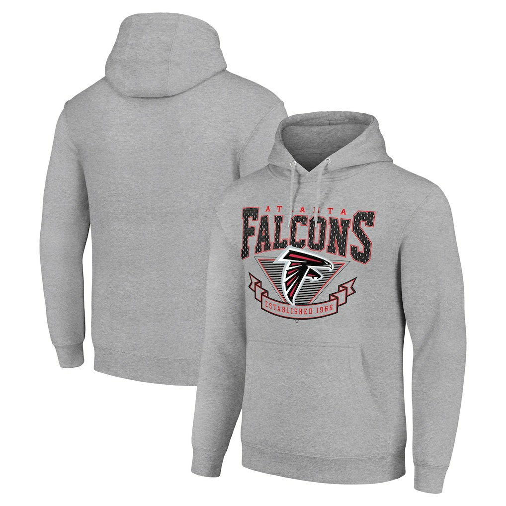 Atlanta Falcons Starter ‘80s Inspired Pullover Hoodie - Heather Gray Hoodies