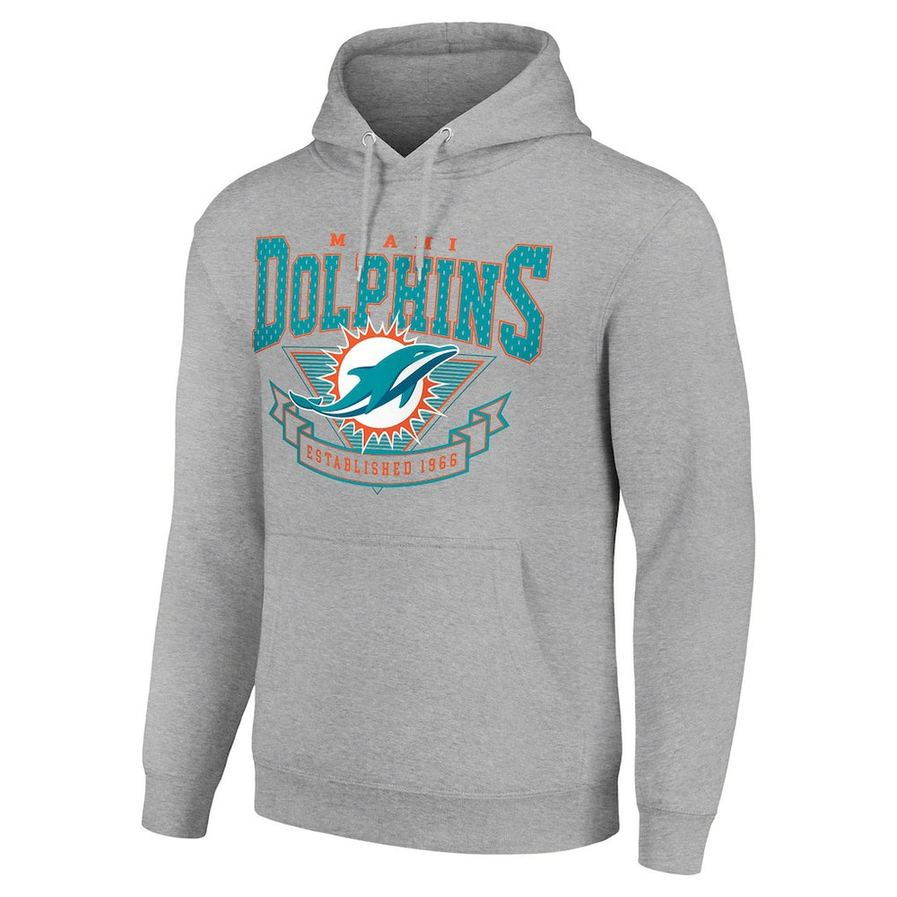 Miami Dolphins Starter ‘80s Inspired Pullover Hoodie - Heather Gray Hoodies