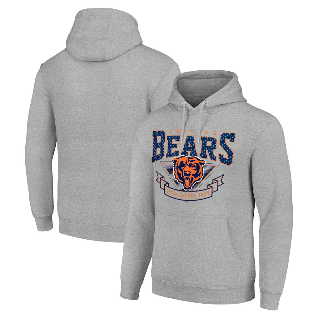 Chicago Bears Starter ‘80s Inspired Pullover Hoodie - Heather Gray Hoodies
