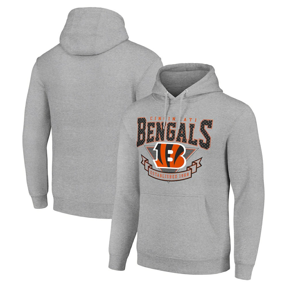 Cincinnati Bengals Starter ‘80s Inspired Pullover Hoodie - Heather Gray Hoodies