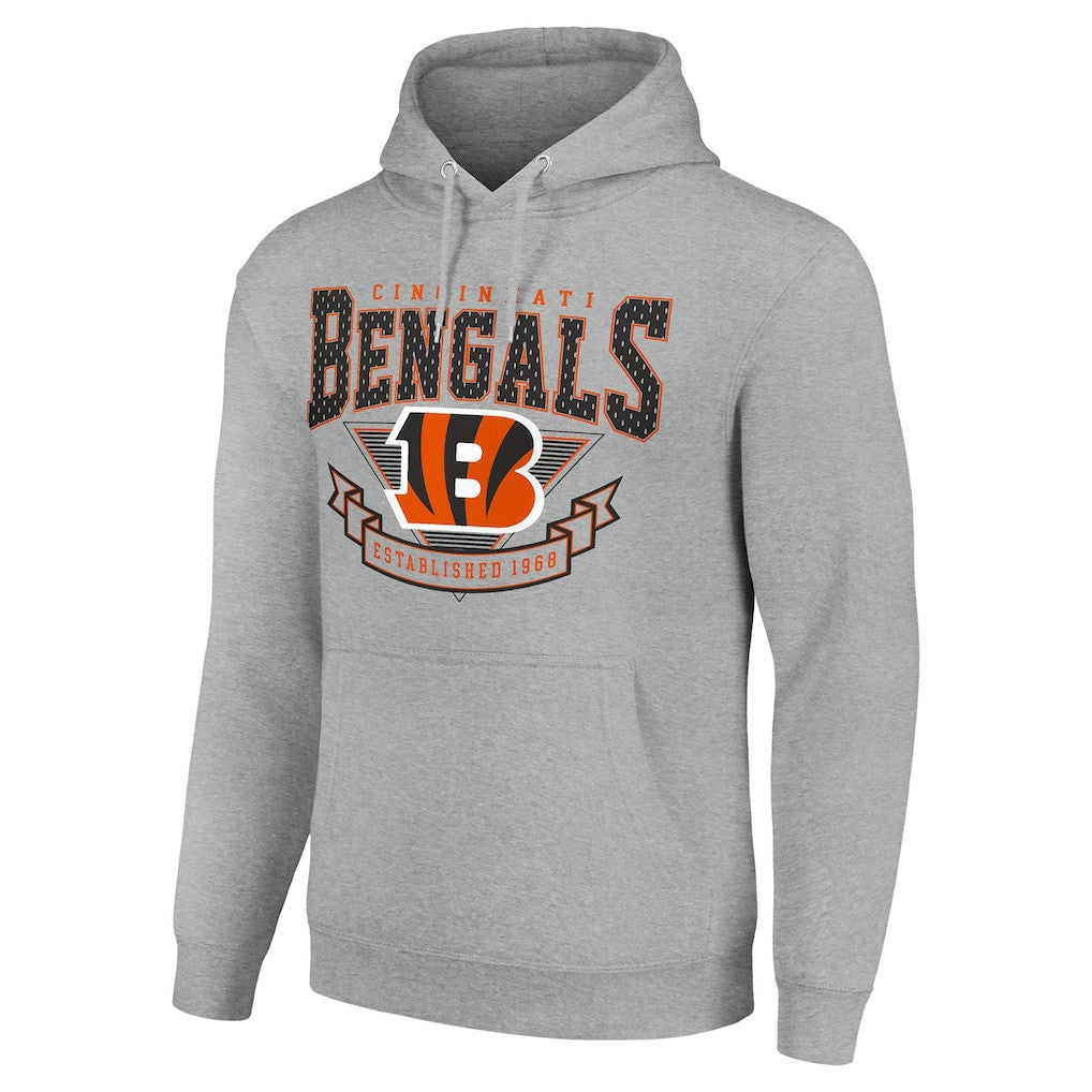 Cincinnati Bengals Starter ‘80s Inspired Pullover Hoodie - Heather Gray Hoodies