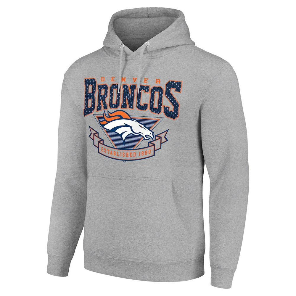 Denver Broncos Starter ‘80s Inspired Pullover Hoodie - Heather Gray Hoodies