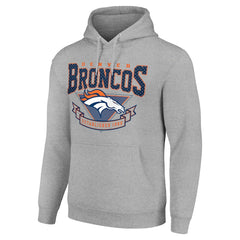 Denver Broncos Starter ‘80s Inspired Pullover Hoodie - Heather Gray Hoodies