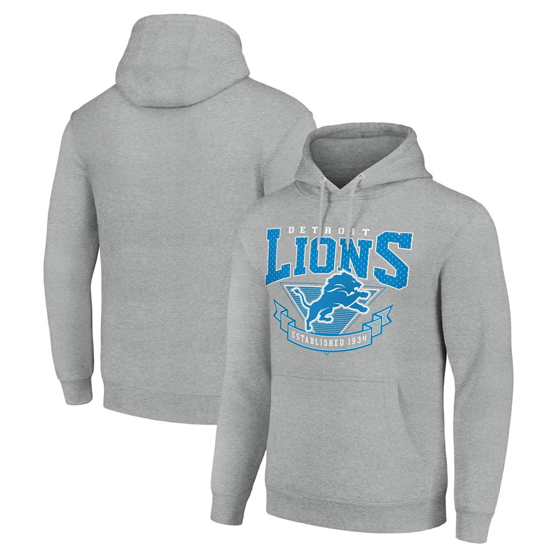Detroit Lions Starter ‘80s Inspired Pullover Hoodie - Heather Gray Hoodies