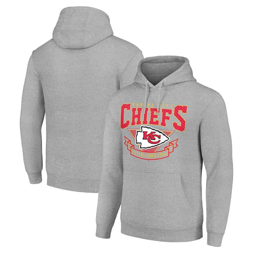 Kansas City Chiefs Starter ‘80s Inspired Pullover Hoodie - Heather Gray Hoodies