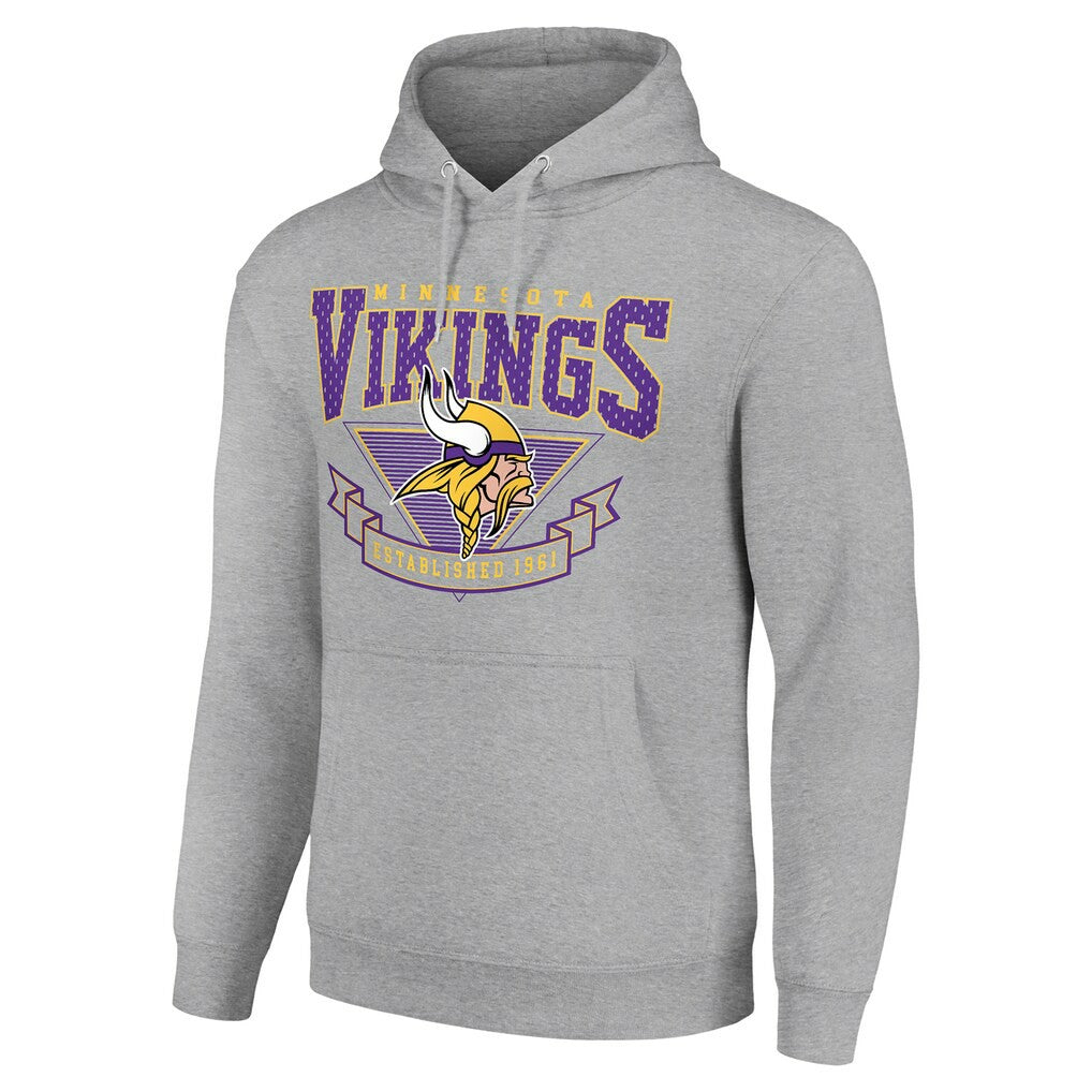 Minnesota Vikings Starter ‘80s Inspired Pullover Hoodie - Heather Gray Hoodies