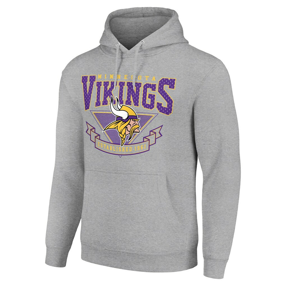 Minnesota Vikings Starter ‘80s Inspired Pullover Hoodie - Heather Gray Hoodies