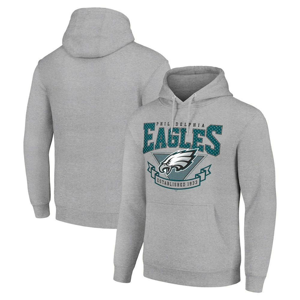 Philadelphia Eagles Starter ‘80s Inspired Pullover Hoodie - Heather Gray Hoodies