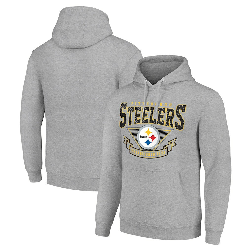 Pittsburgh Steelers Starter ‘80s Inspired Pullover Hoodie - Heather Gray Hoodies