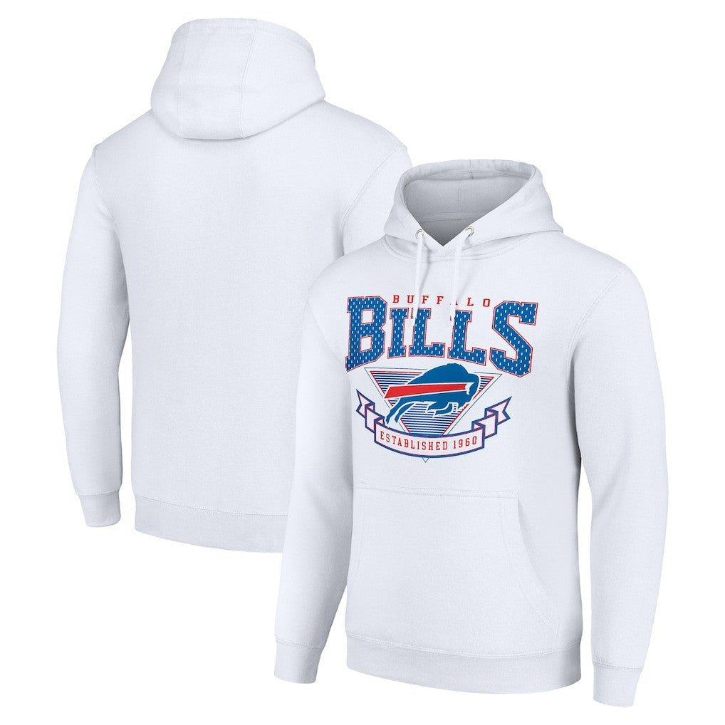 Buffalo Bills Starter ‘80s Inspired Pullover Hoodie - White Hoodies
