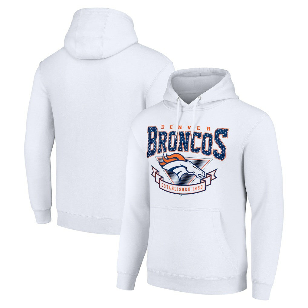 Denver Broncos Starter ‘80s Inspired Pullover Hoodie - White Hoodies
