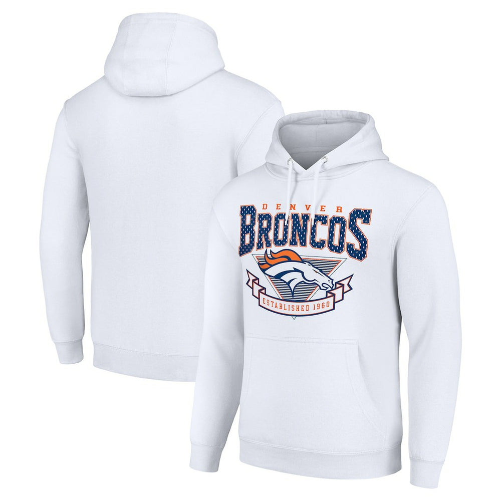 Denver Broncos Starter ‘80s Inspired Pullover Hoodie - White Hoodies