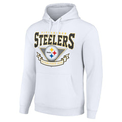 Pittsburgh Steelers Starter ‘80s Inspired Pullover Hoodie - White Hoodies