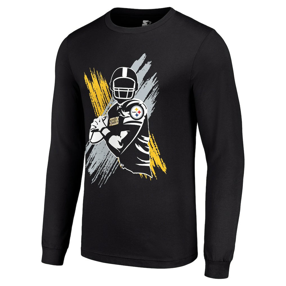 Pittsburgh Steelers Starter Player X Logo Graphic Long Sleeve T-Shirt - Black T-shirts