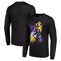 Minnesota Vikings Starter Player X Logo Graphic Long Sleeve T-Shirt - Black T-shirts