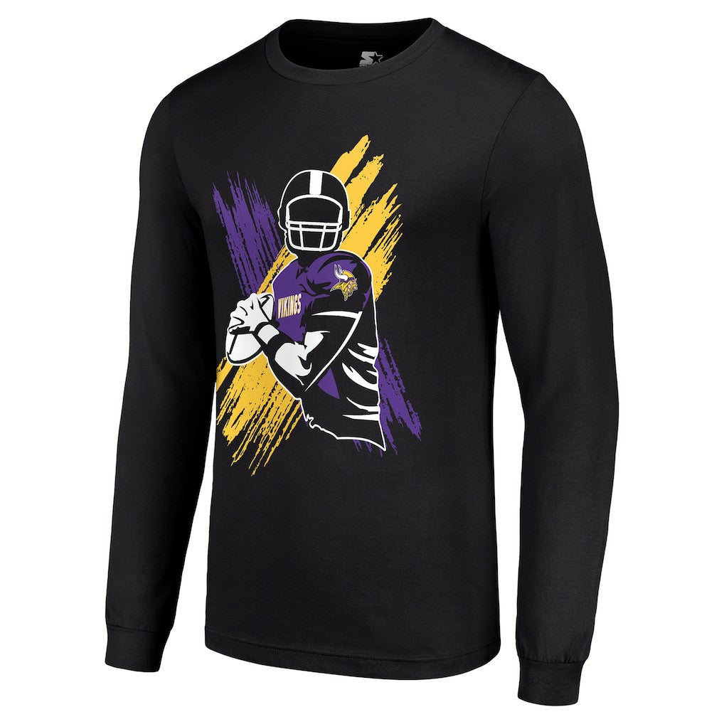 Minnesota Vikings Starter Player X Logo Graphic Long Sleeve T-Shirt - Black T-shirts