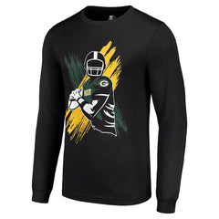 Green Bay Packers Starter Player X Logo Graphic Long Sleeve T-Shirt - Black T-shirts