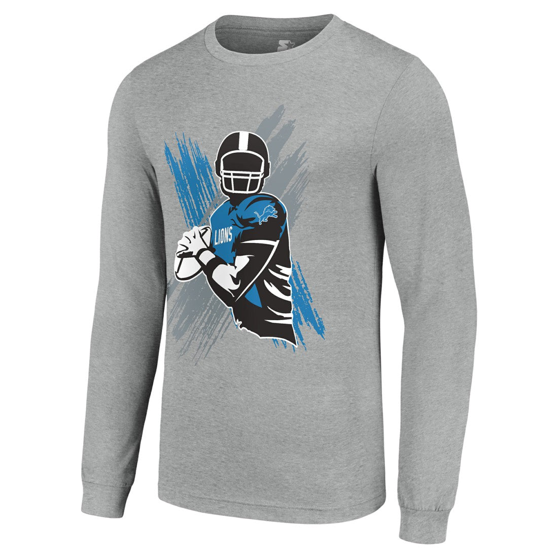 Detroit Lions Starter Player X Logo Graphic Long Sleeve T-Shirt - Heather Gray T-shirts