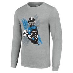 Detroit Lions Starter Player X Logo Graphic Long Sleeve T-Shirt - Heather Gray T-shirts