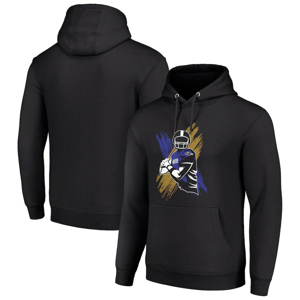 Baltimore Ravens Starter Player X Fleece Pullover Hoodie - Black Hoodies