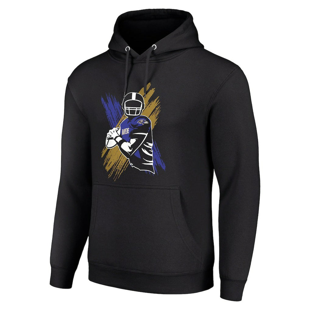Baltimore Ravens Starter Player X Fleece Pullover Hoodie - Black Hoodies