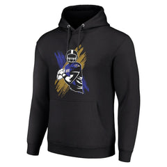 Baltimore Ravens Starter Player X Fleece Pullover Hoodie - Black Hoodies