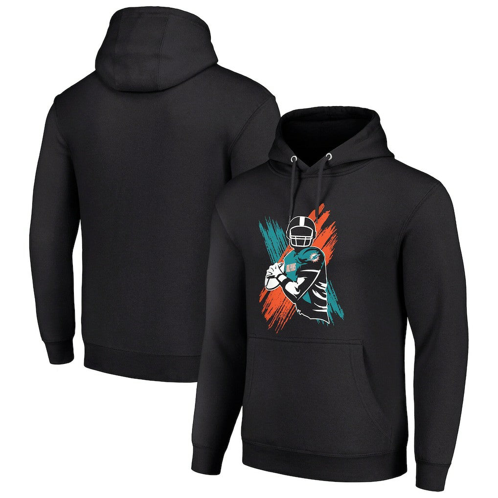 Miami Dolphins Starter Player X Fleece Pullover Hoodie - Black Hoodies