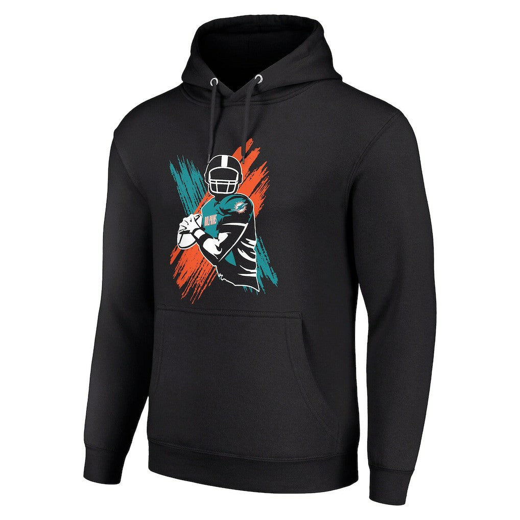 Miami Dolphins Starter Player X Fleece Pullover Hoodie - Black Hoodies
