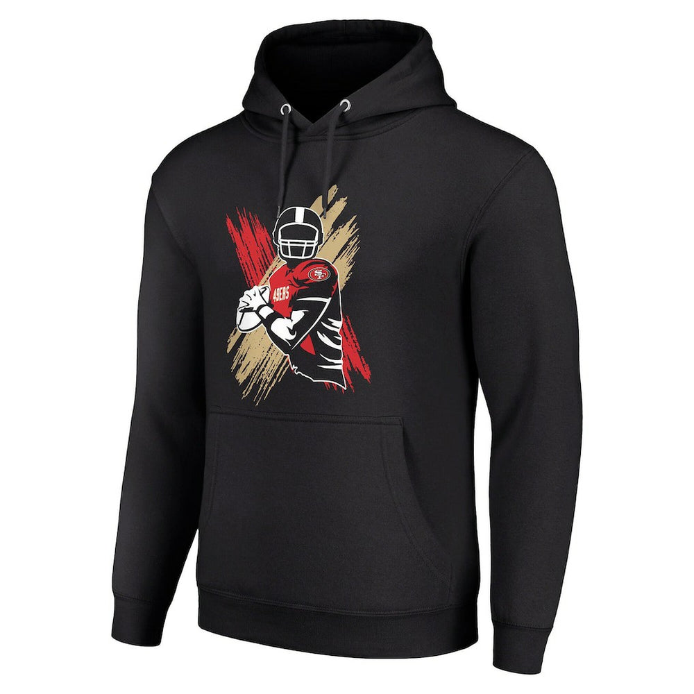 San Francisco 49ers Starter Player X Fleece Pullover Hoodie - Black Hoodies