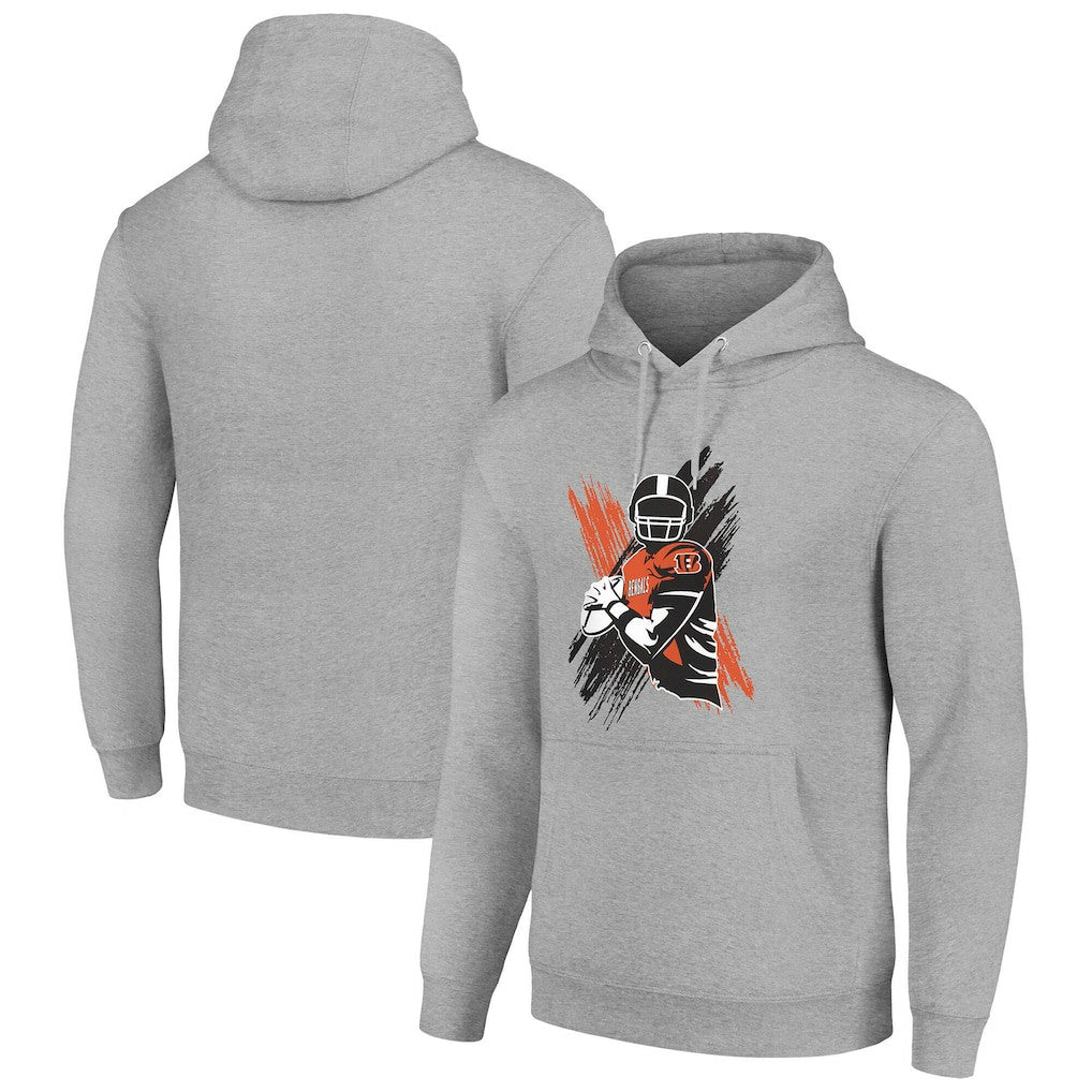 Cincinnati Bengals Starter Player X Fleece Pullover Hoodie - Heather Gray Hoodies