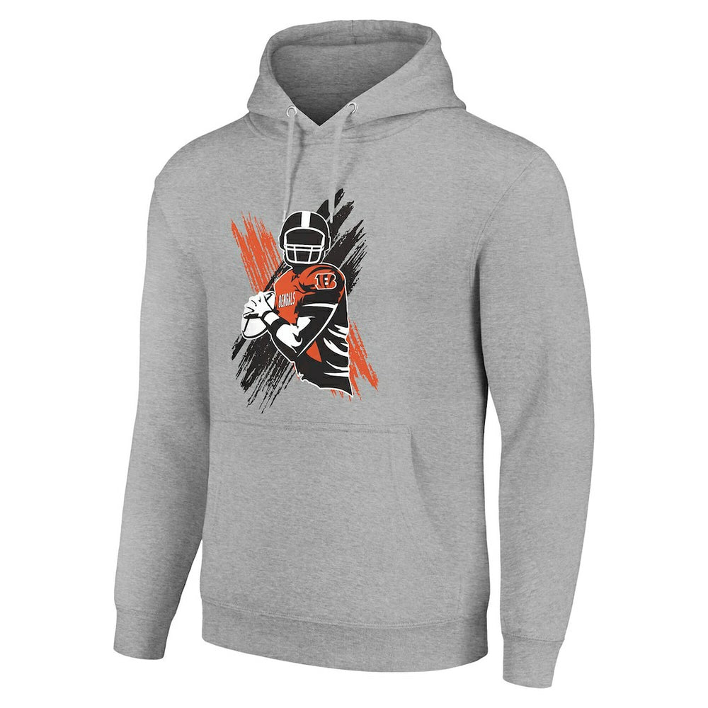 Cincinnati Bengals Starter Player X Fleece Pullover Hoodie - Heather Gray Hoodies