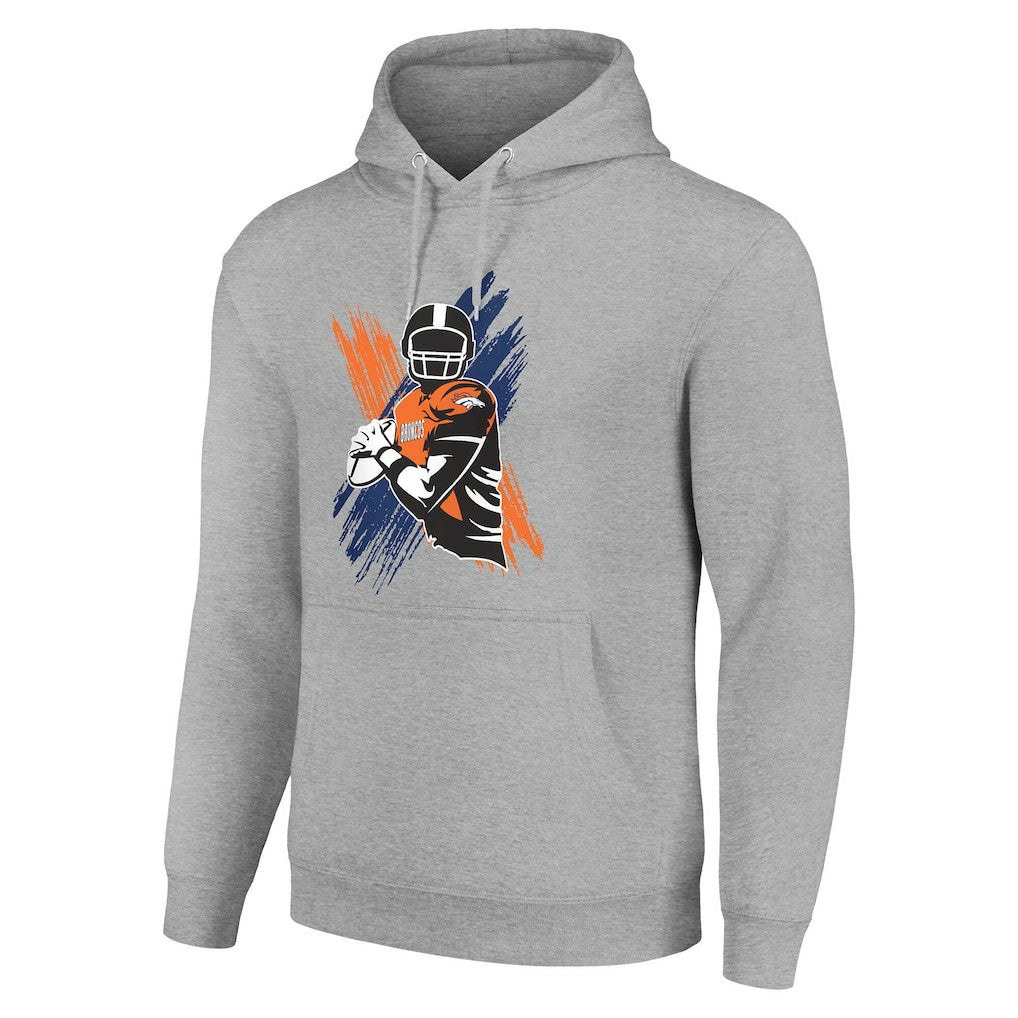 Denver Broncos Starter Player X Fleece Pullover Hoodie - Heather Gray Hoodies