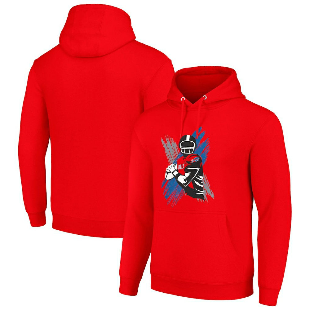 Buffalo Bills Starter Player X Fleece Pullover Hoodie - Red Hoodies