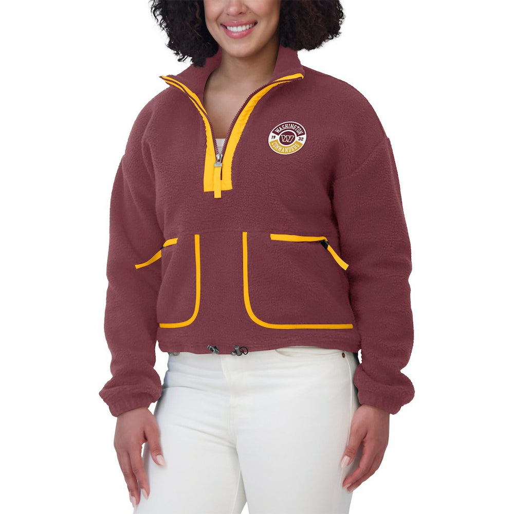 Washington Commanders WEAR by Erin Andrews Women's Polar Fleece Half-Zip Jacket - Burgundy Jackets