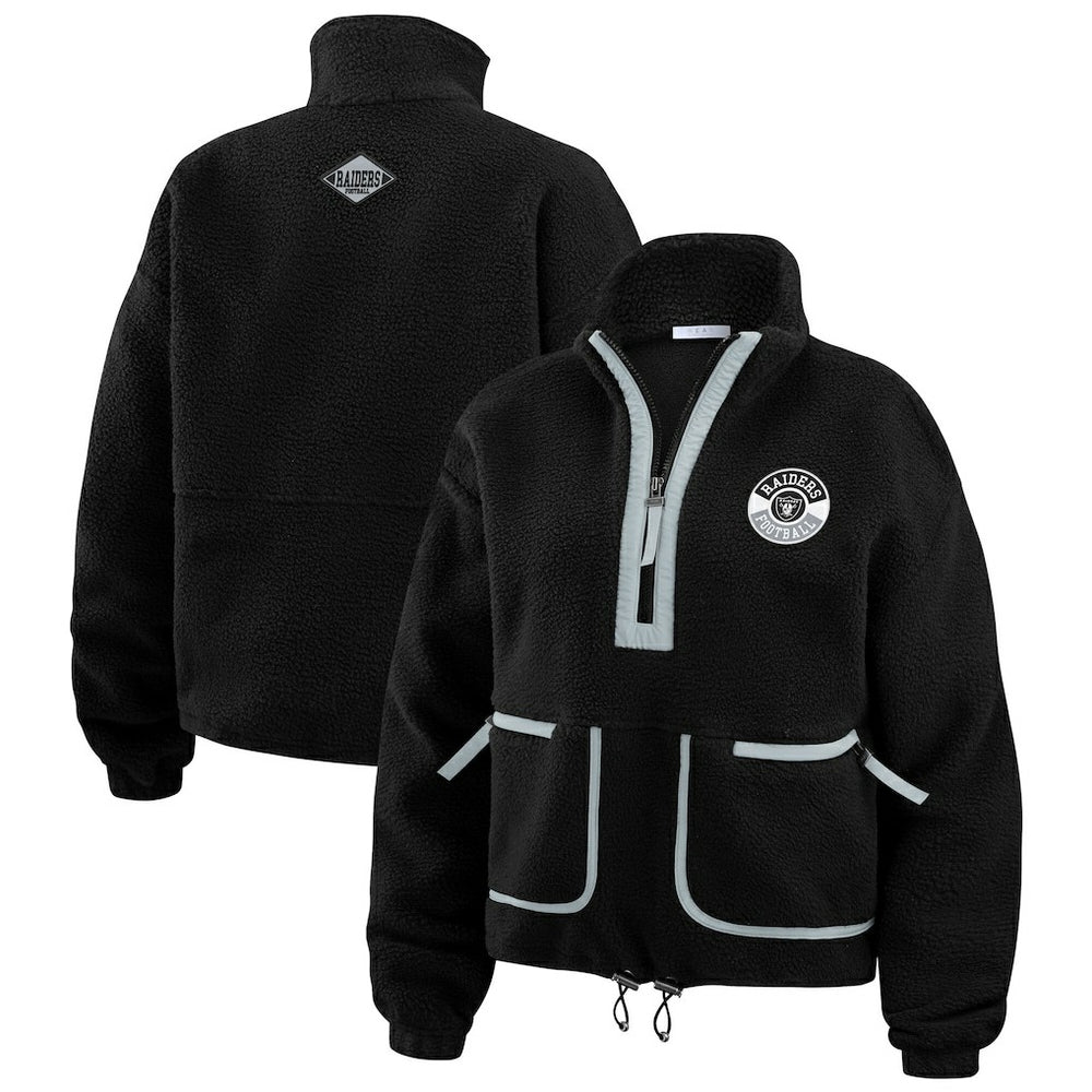 Las Vegas Raiders WEAR by Erin Andrews Women's Polar Fleece Half-Zip Jacket - Black Jackets