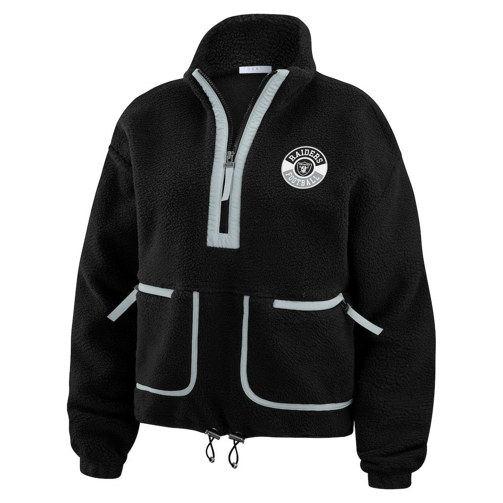 Las Vegas Raiders WEAR by Erin Andrews Women's Polar Fleece Half-Zip Jacket - Black Jackets